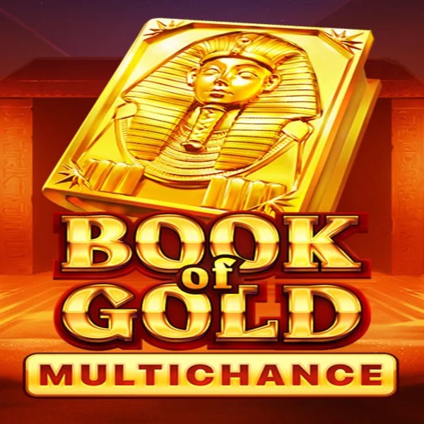 Book of Gold Multichance slot logo by Playson at Stake Casino
