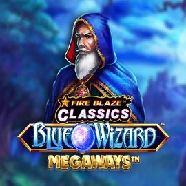 Fire Blaze Blue Wizard Megaways slot visual from Rarestone Gaming available on stakeecasino.com